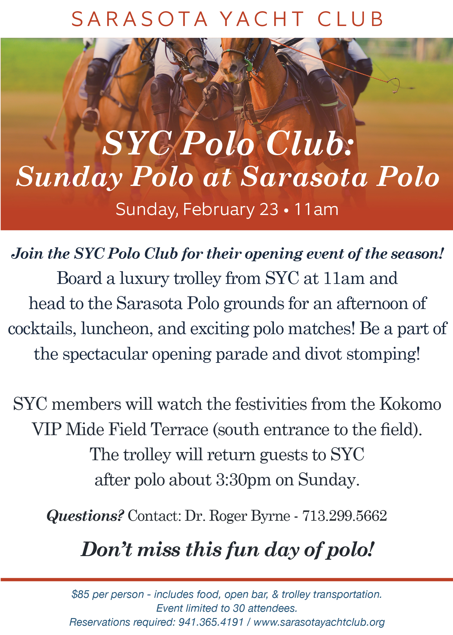 Sarasota Yacht Club Calendar Event Polo Club Sunday Polo 11am